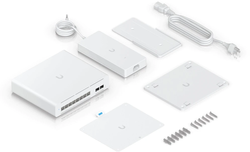 Šakotuvas UBIQUITI USW-Pro-XG-8-PoE komutatorius Etherlighting 8x RJ45 10GbE PoE 2x SFP+ 155W 3 slanksčiai