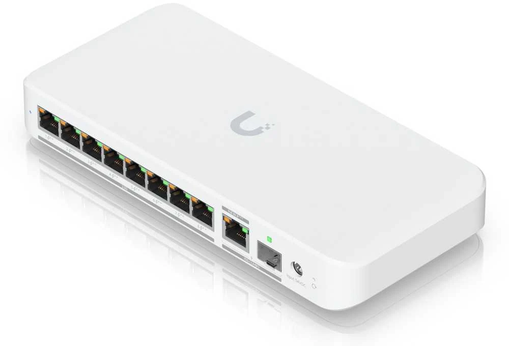 Šakotuvas UBIQUITI FLEX 2.5G POE FLEXIBLE, 8 PORT 2.5 GBE POE++ JUNGIKLIS SU 10 GBE RJ45/SFP+ KOMBINUOTU SUSIJUSIOS PRIEDAS, KURIE GALI BŪTI MAITINIMAS SU POE+++ ARBA KINKTAmosios srovės maitinimu*