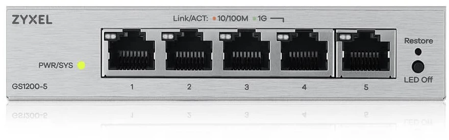 Šakotuvas Zyxel GS1200-5V3 Valdomas L2 Gigabit Ethernet (10/100/1000) Desktopas Pilka