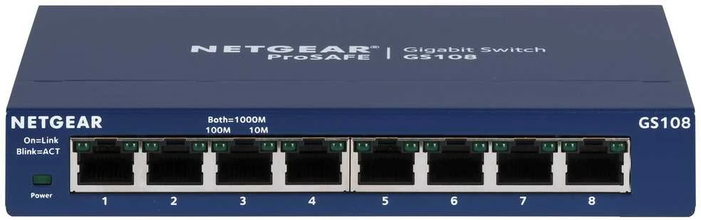 Šakotuvas Netatmo Netgear Switch GS108GE Nevaldomas, Stalinis kompiuteris, 1 Gbps (RJ-45) jungtys kiekis 8, Maitinimo tipas Išorinis