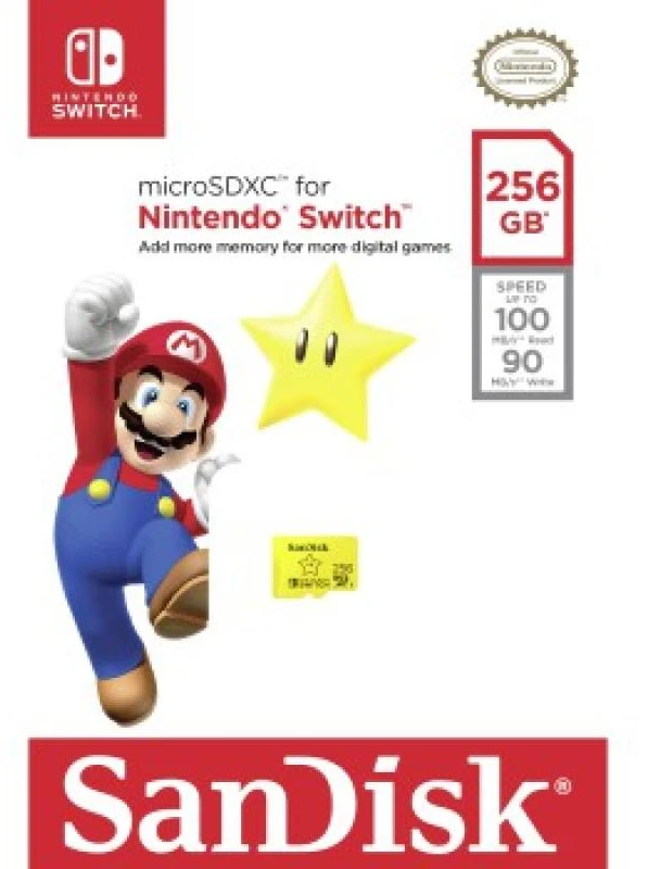 San Disk Atminties kortelė - SanDisk Nintendo Switch 256 GB geltona