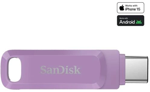 USB laikmena Sandisk Ultra Dual Drive Go 256 GB, levandų spalvos