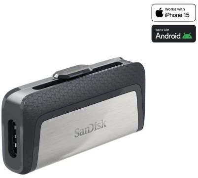 San Disk USB Atmintinė - SanDisk Ultra Dual 256GB SDDDC2-256G-G46, Sidabrinė; Juoda; Pilka