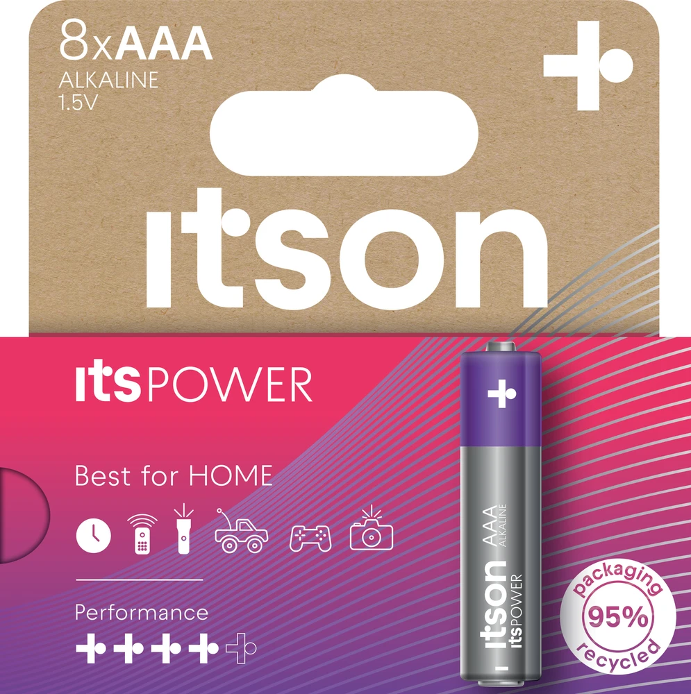 Šarminė Baterija - itson itsPOWER LR03IPO/8HH Šarminės AAA Baterijos, 8 Vnt.