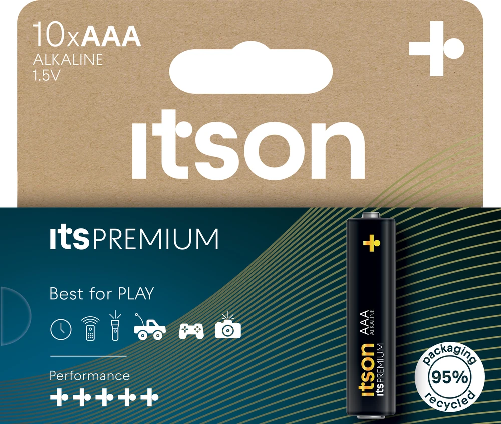 Šarminė Baterija - itson itsPREMIUM LR03IPR/10HH Šarminės AAA Baterijos, 10 Vnt.