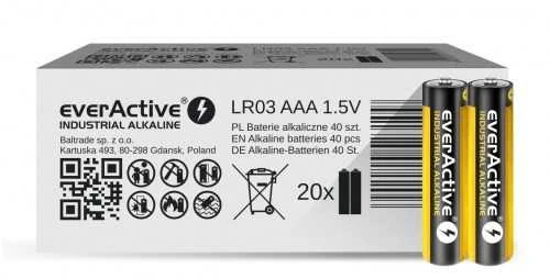 Šarminės Baterijos - everActive Industrial AAA / LR03 40 Vienetų