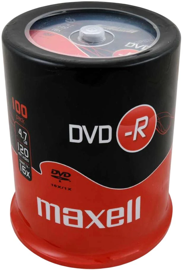 DVD-R diskai MAXELL, 4,7 GB, 16X, 120 min., 100 vnt., rietuvėje