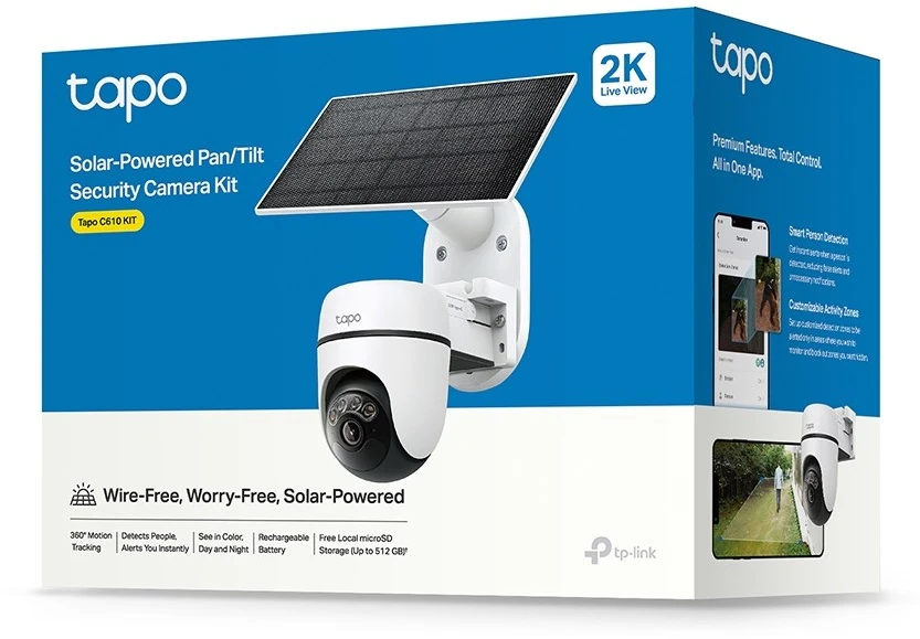 TP-Link Tapo C610 KIT saulės energija varomas panoraminio/pakreipimo apsaugos kamerų rinkinys | TP-LINK