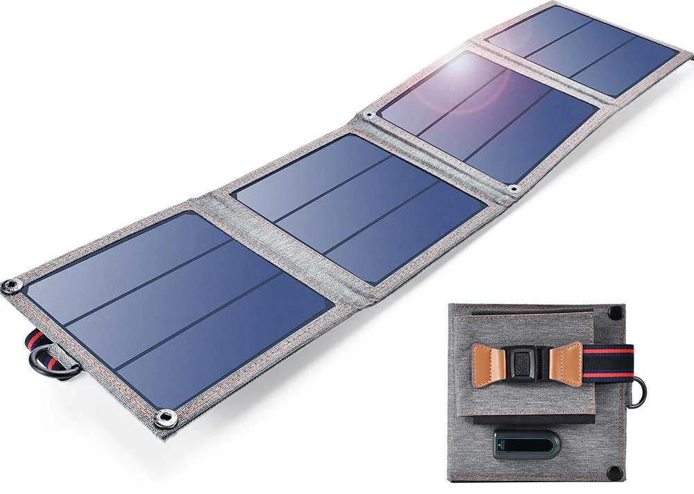 Sulankstomas saulės įkroviklis Choetech SC004 14W, 1xUSB (pilkas)