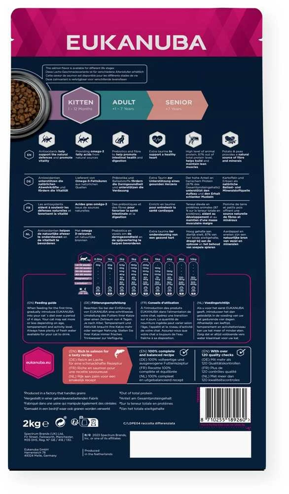 Sausas Kačių Maistas - Eukanuba Be Grūdų Kačiukams Su Lašiša 2 Kg
