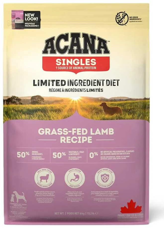Sausas Šunų Maistas - ACANA Singles Žole Maitinta Ėriena 6kg Be Glitimo, Be Grūdų