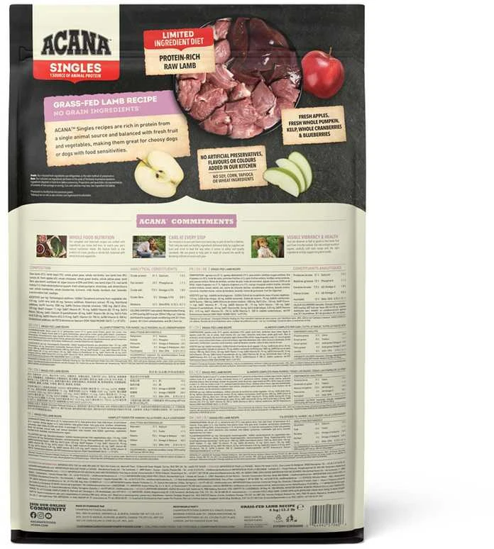 Sausas Šunų Maistas - ACANA Singles Žole Maitinta Ėriena 6kg Be Glitimo, Be Grūdų
