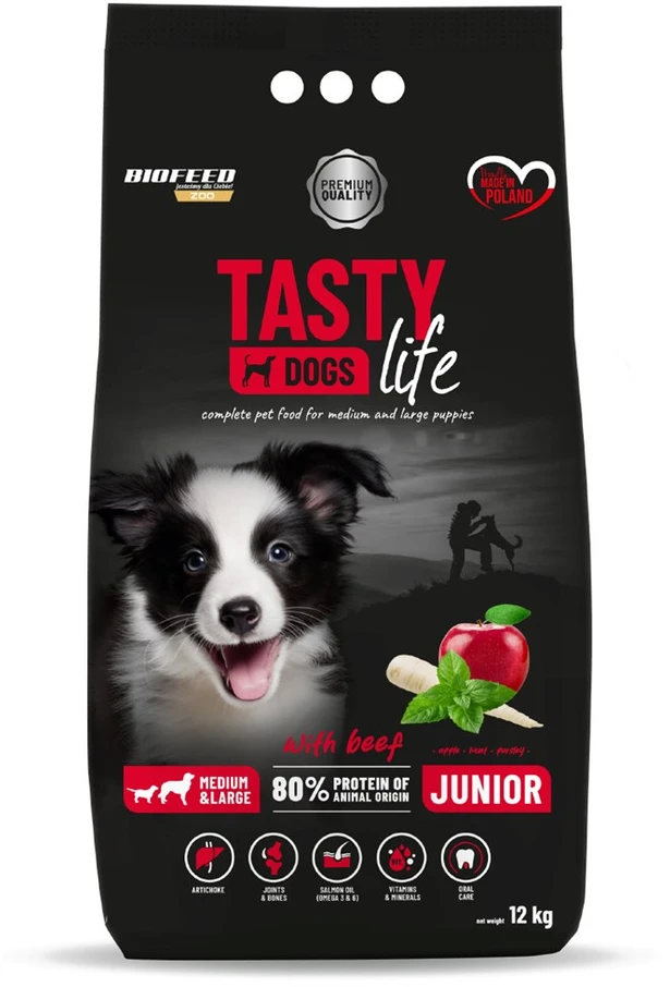 Sausas Šunų Maistas - BIOFEED Tasty Life Junior Jautiena 12kg