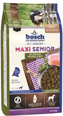bosch Dog MAXI SENIOR Geflugel + Reiss (paukštiena ir ryžiai) 12,5kg