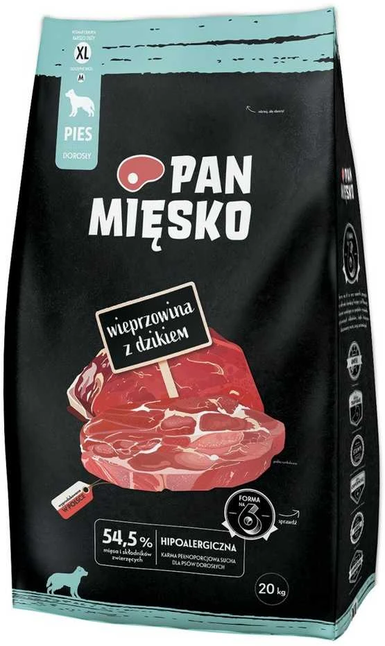 Laukinė PAN MĖSA Kiauliena su šerniena XL - sausas šunų maistas - 20kg