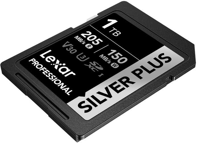 SDXC atminties kortelė - Lexar Professional Sidabrinis PLUS SDXC 1TB 205MB/s skaitymas, 150MB/s rašymas