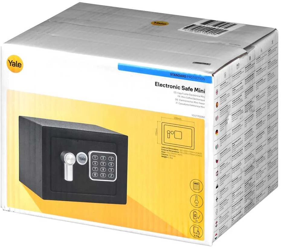 Yale YSV/170/DB2 Laisvai stovintis Seifas 3,8 l Plieninis Juodas