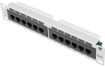 LANBERG PPU6-9012-S komutacinė panelė, 10 colių, 12 prievadų, 1U, cat.6, pilka