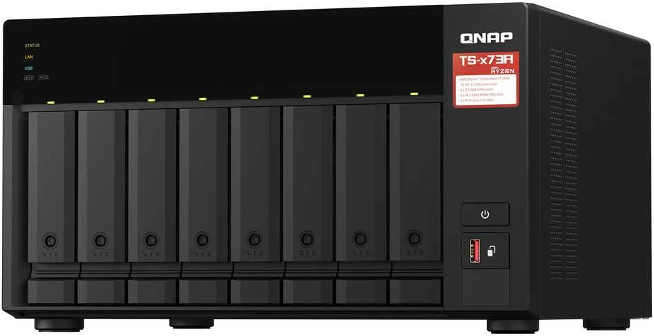 Serveris QNAP | 8 lizdų QTS ir QuTS hero NAS | TS-873A-8G | Iki 8 HDD/SSD su karšto keitimo funkcija | AMD Ryzen | Ryzen V1500B keturių branduolių | Procesoriaus dažnis 2,2 GHz | 8 GB | DDR4