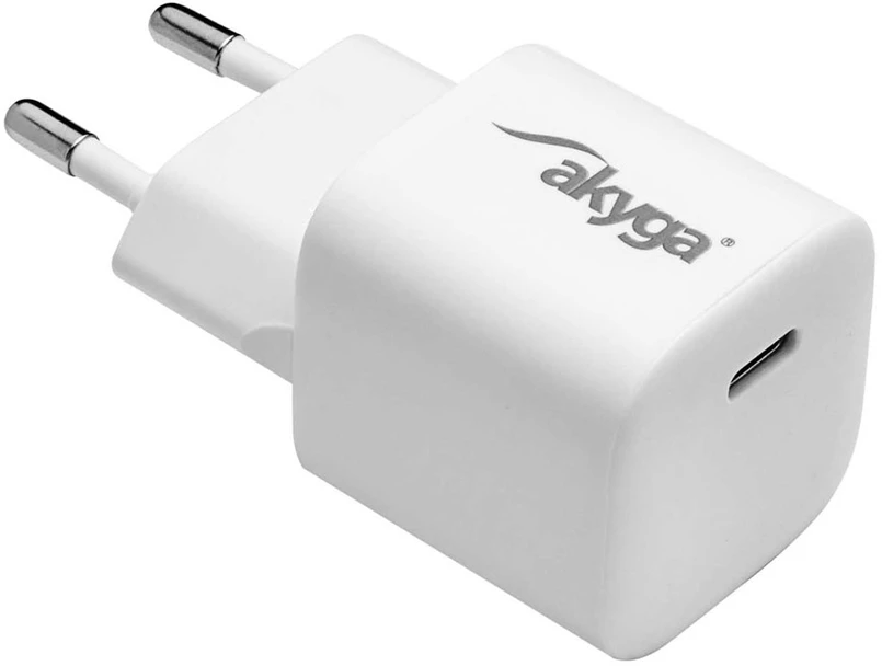 Akyga AK-CH-22 USB-Ladegerät 25 W Ausgangsstrom max. 3 A USB-C Universal, Planšetė, Telephone, Išmanusis laikrodis, Mobile phone Baltas AC Fast charging Auto