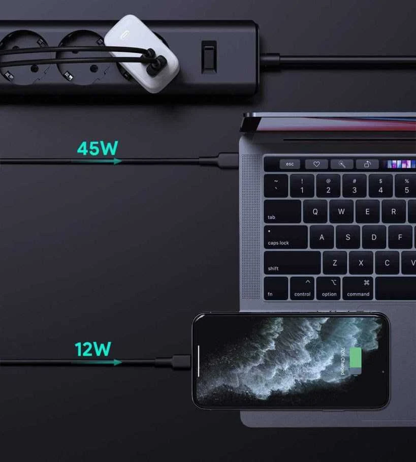 Sieninis Įkroviklis - AUKEY PA-B3 65W 2xUSB (1xUSB-C ir 1xUSB-A) Baltas