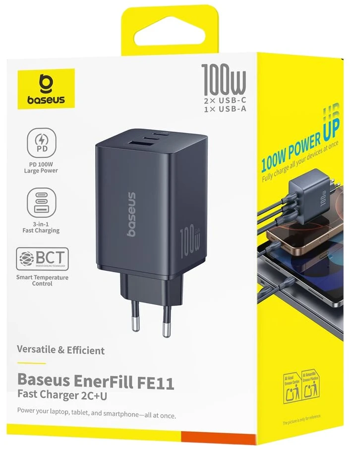 Baseus EnerFill FE11 PD QC 100 W Wall Charger Juodas