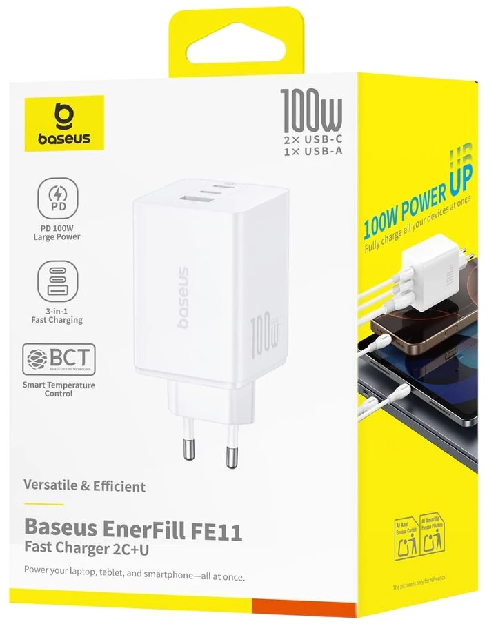 Baseus EnerFill FE11 2 x USB-C / USB-A 100W - balta