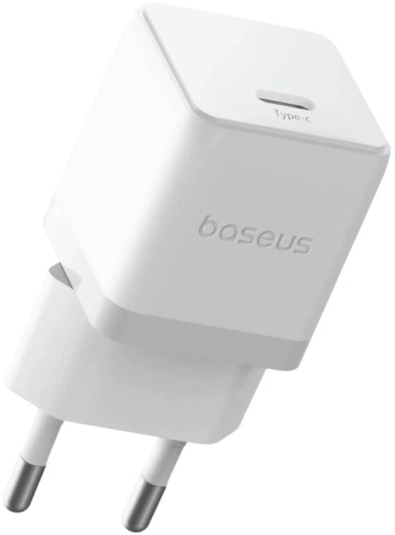 Baseus Sieninis įkroviklis Palm 30W USB-C QC3.0 PD3.0 su USB-C kabeliu 1m, baltas