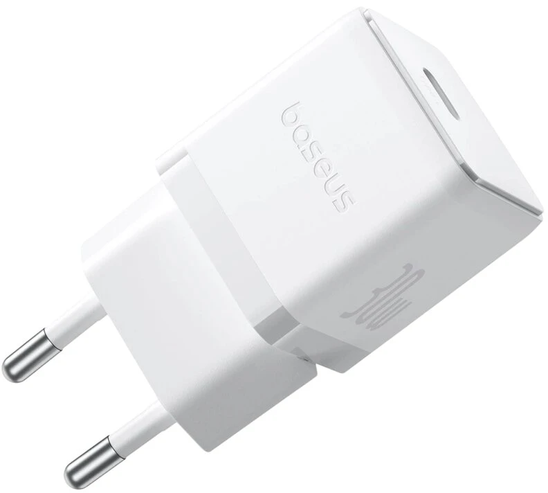 Baseus Sieninis įkroviklis Palm 30W USB-C QC3.0 PD3.0 su USB-C kabeliu 1m, baltas