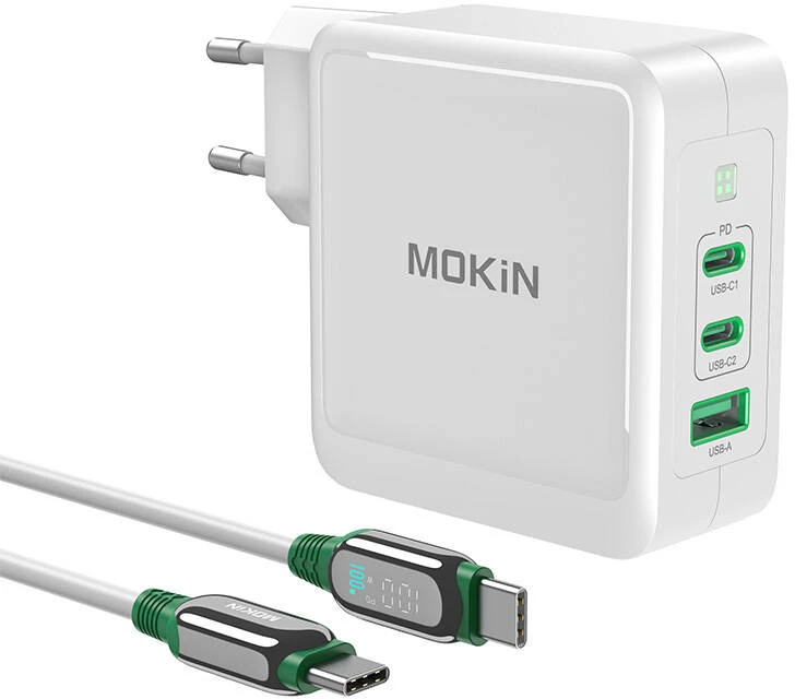 Įkroviklis MOKiN PD140W 2C1A GaN 2xUSB-C 1xUSB-A (juodas)