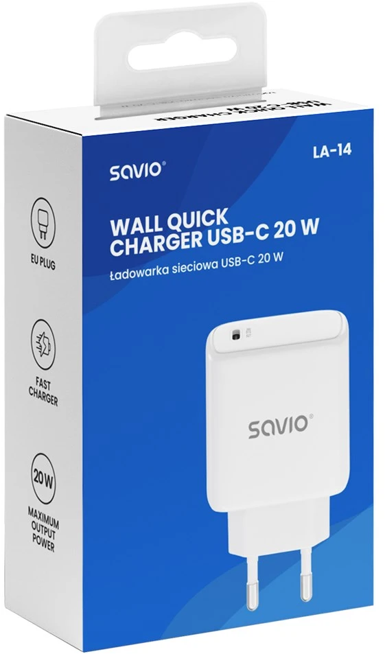 SAVIO LA-14 20W sieninis įkroviklis su Power Delivery 3.0