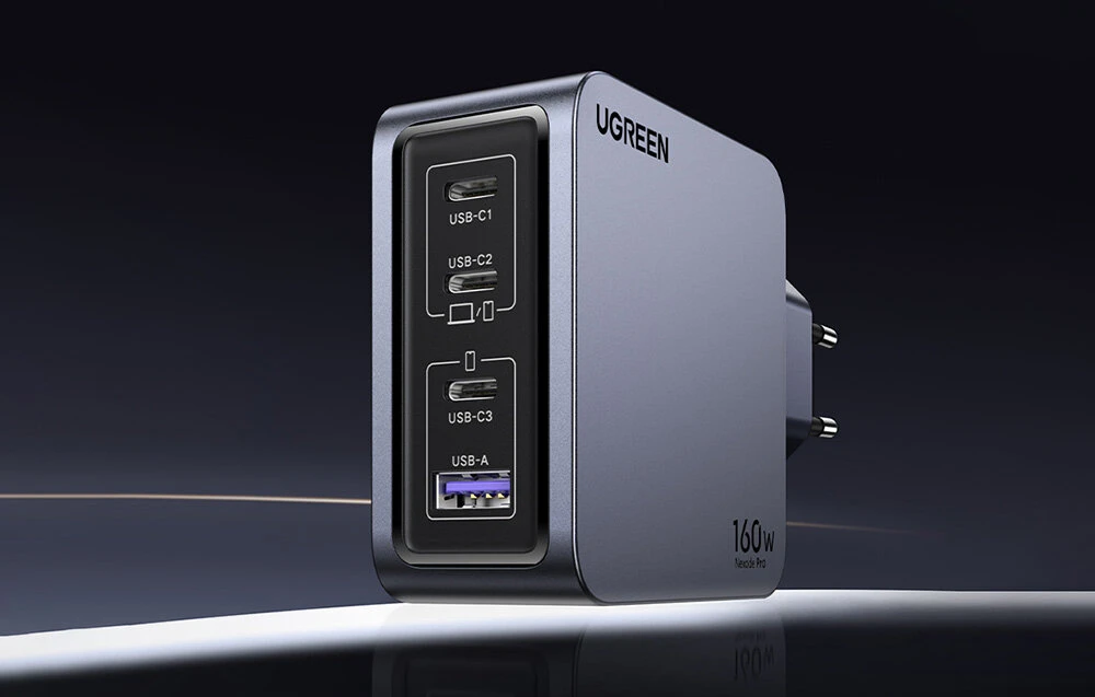 Sieninis Įkroviklis - UGREEN Nexode Pro 160 W X763 3x USB-C 1x USB-A (25877)