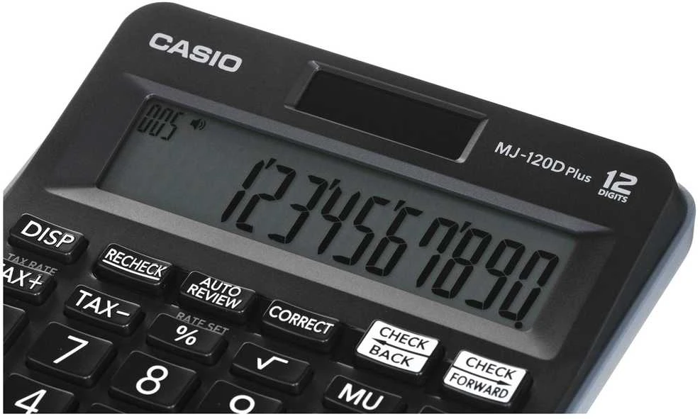 Stalinis skaičiuotuvas CASIO MJ-120D+, 126,5 x 148 x 28,6 mm