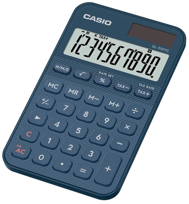 Casio SL-310YC-NY skaičiuotuvas, battery and solar-powered, mėlynas