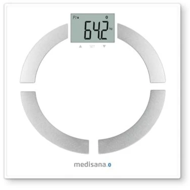 Medisana BS 444 kūno analizės svarstyklės, nerūdijančio plieno, Bluetooth | Medisana | BS 444 | Automatinis išjungimas | Kūno riebalų analizė | Kūno masės indekso (KMI) matavimas | Kūno vandens procentas | Kaulų masės analizė | Maksimalus svoris (keliamoji galia) 180 kg | Atminties funkcija | Keli vartotojai | Kūno skalė