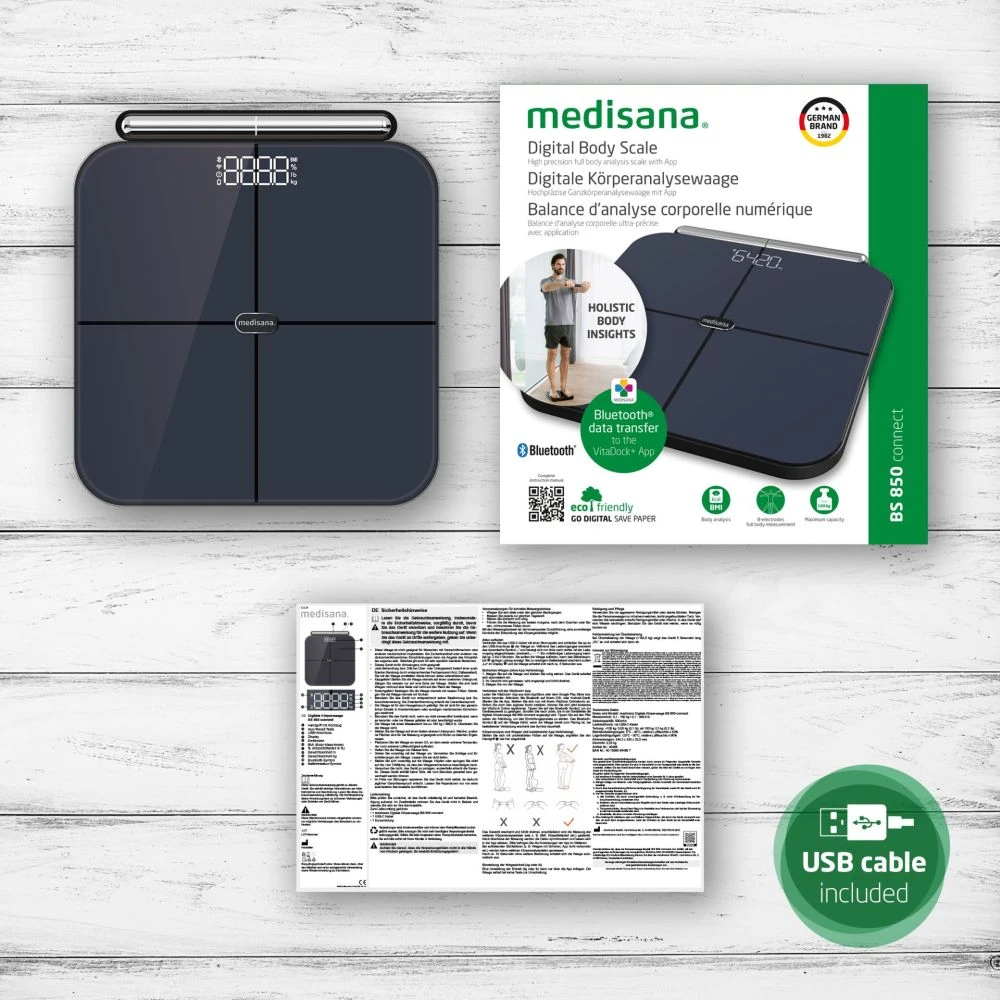 Kūno masę analizuojančios svarstyklės Medisana BS 850 Connect