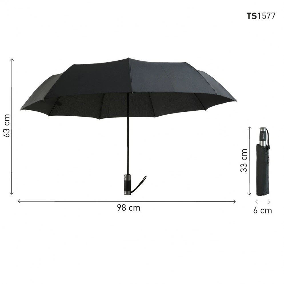 Skėtis - Tiross TS-1577 Automatinis Sulankstomas Skėtis 100 cm Poliesterio Pongee Juodas