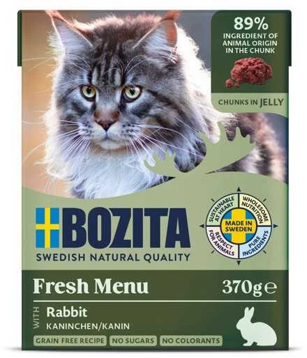 Kačių Maistas - BOZITA Triušis želė pakuotėje 370g begrūdis