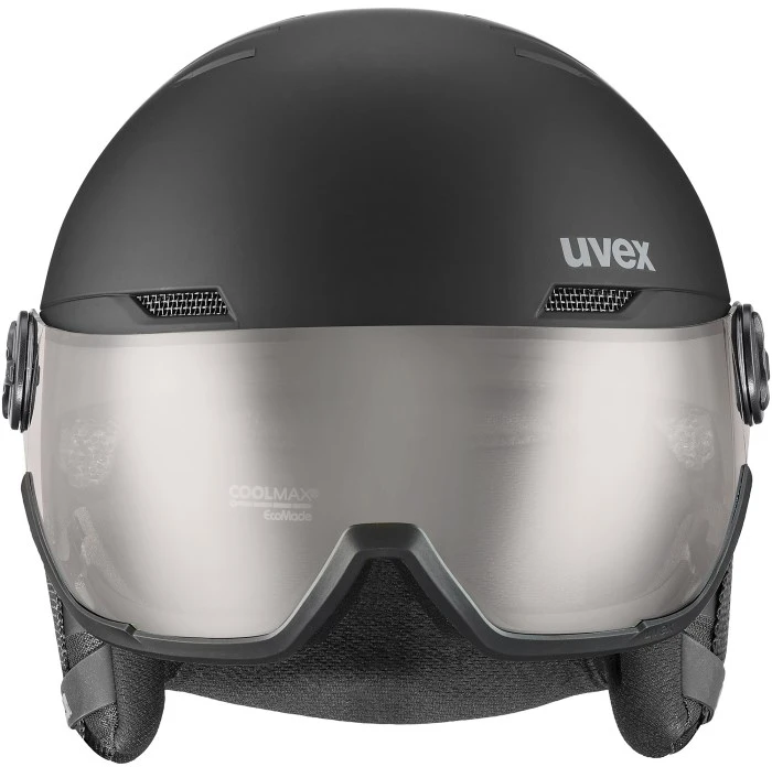 Slidinėjimo šalmas UVEX Wanted Visor pro V juodas matinis, dydis 54–61 cm