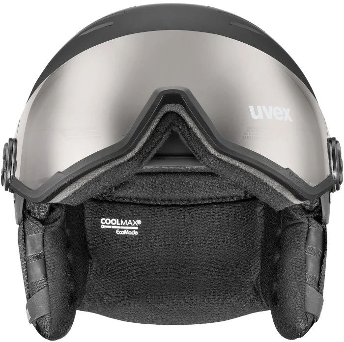 Slidinėjimo šalmas UVEX Wanted Visor pro V juodas matinis, dydis 54–61 cm