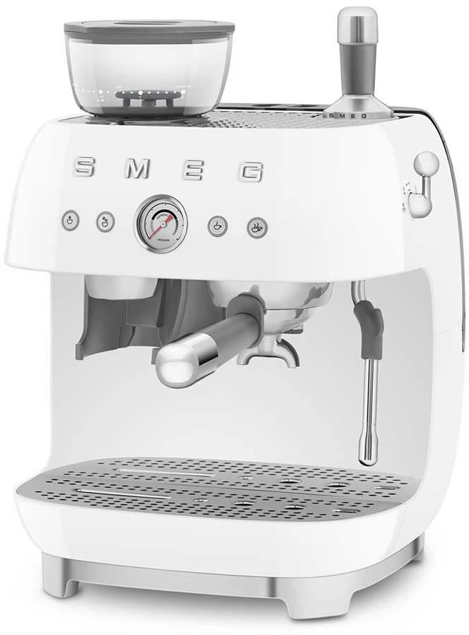 Kavos Aparatas - Smeg Espresso Aparatas su Integruotu Malūnėliu Dviejų Termoblokų Baltas