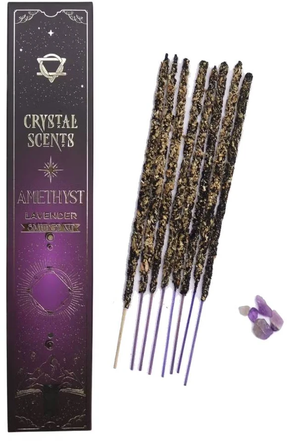Smilkalai - Crystal Scents Levandos Smilkalai su Ametisto Kristalais