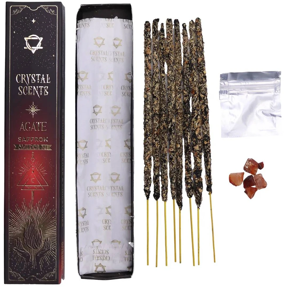 Smilkalai - Crystal Scents Natūralūs Šafrano Kvapo Smilkalai Su Raudonuoju Agatu