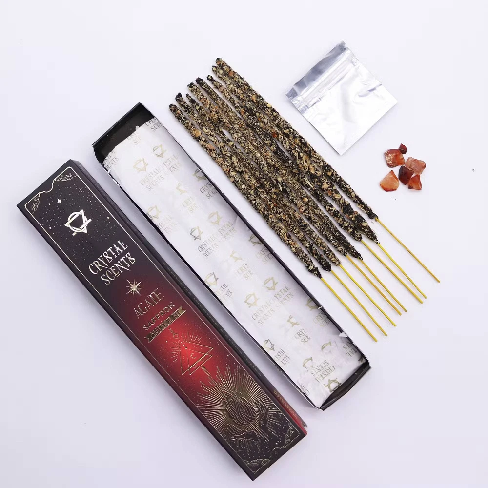 Smilkalai - Crystal Scents Natūralūs Šafrano Kvapo Smilkalai Su Raudonuoju Agatu
