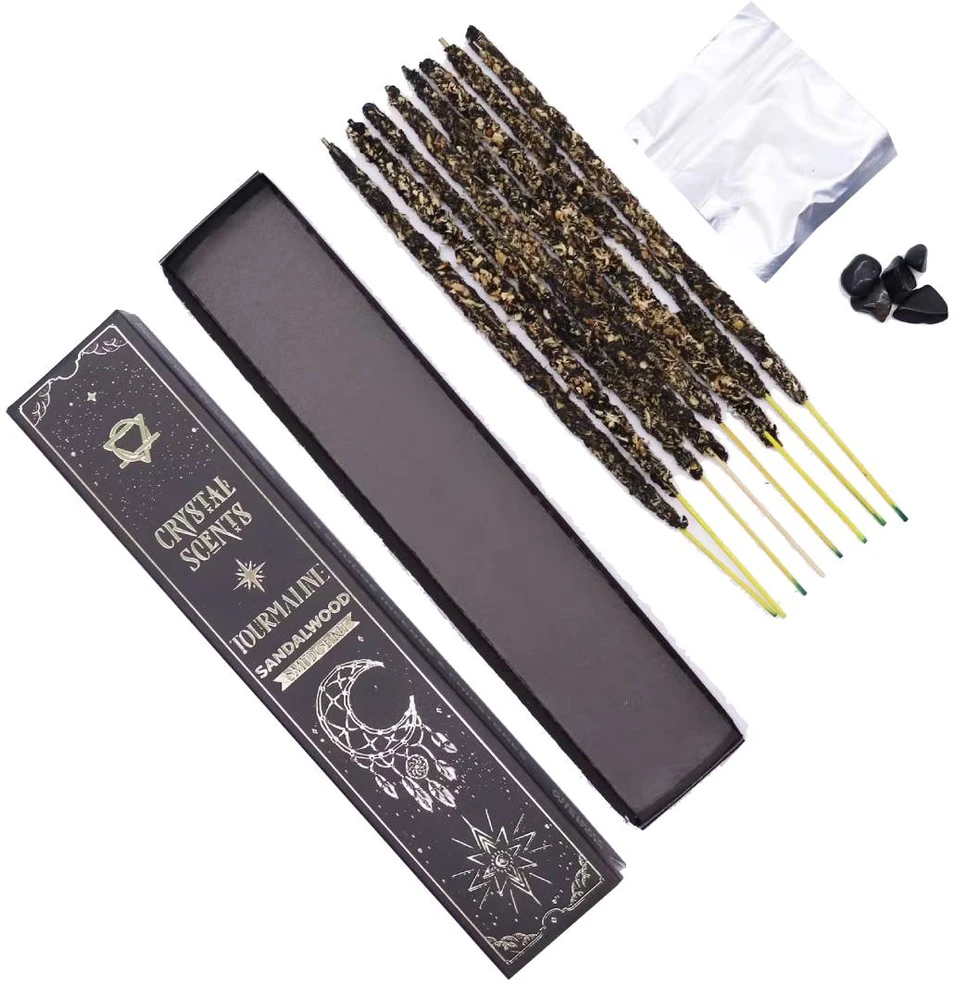 Smilkalai - Crystal Scents Baltojo Sandalmedžio Smilkalai su Turmalino Kristalais
