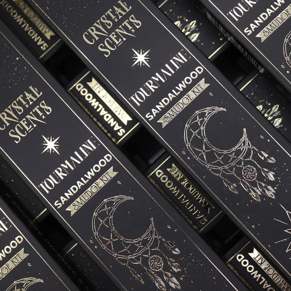 Smilkalai - Crystal Scents Baltojo Sandalmedžio Smilkalai su Turmalino Kristalais