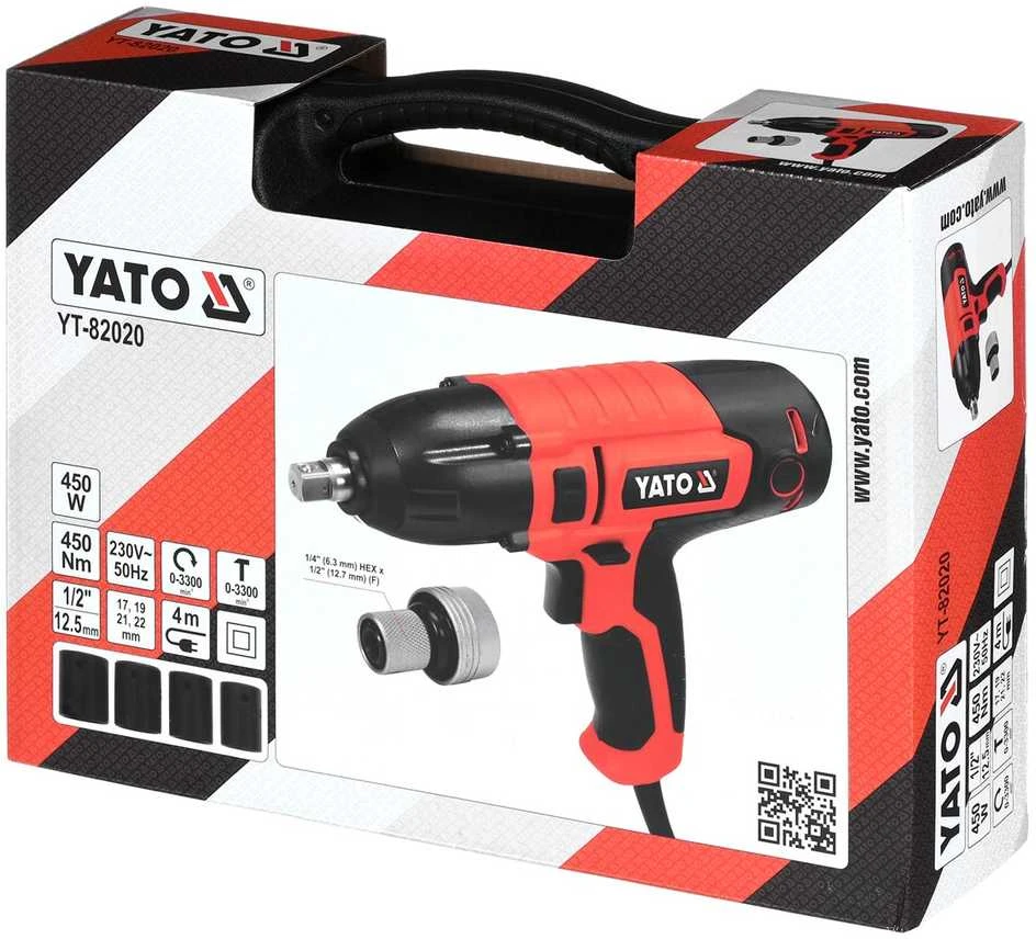 YATO elektrinis smūginis veržliasukis YT-82020 450 W 1/2" 450 Nm