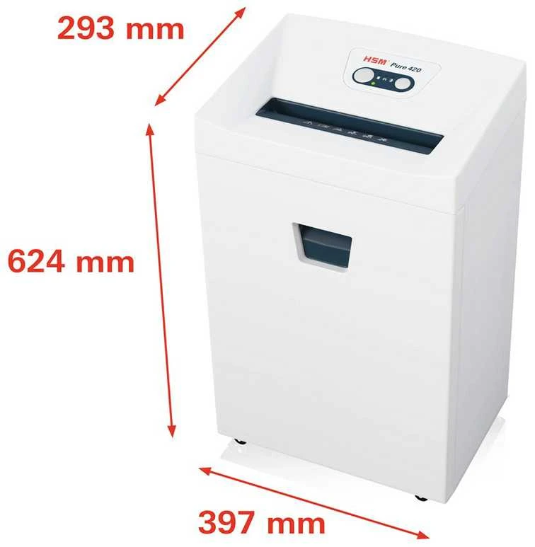 Dokumentų naikiklis HSM Pure 420 - gabaliukai 1,95x15mm/ 9-11 lap. 80 g/ 35 l/ D
