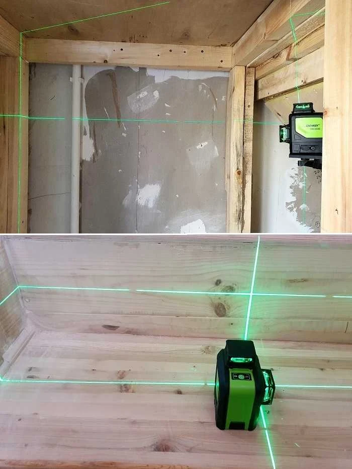 Sndway Lazerinis nivelyras 3D, iki 30m, žalio spindulio