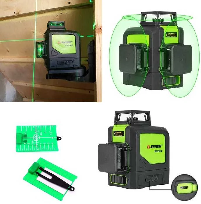 Sndway Lazerinis nivelyras 3D, iki 30m, žalio spindulio